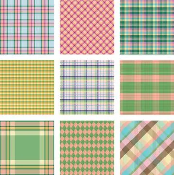 Seamless background set of plaid pattern, vector illustration Stock Illustration