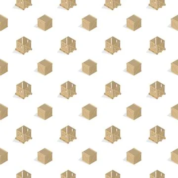Seamless background from a set of wooden boxes, vector illustration. Stock Illustration