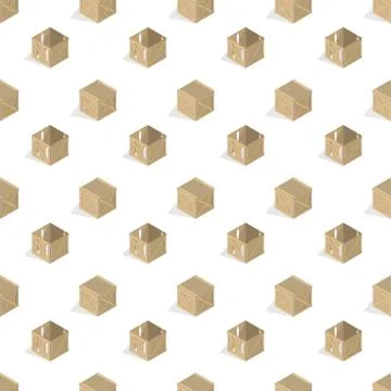 Seamless background from a set of wooden boxes, vector illustration. Stock Illustration