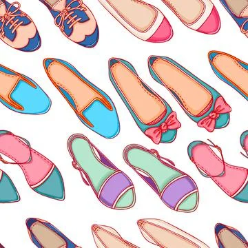 Seamless background with shoes - 3 Stock Illustration