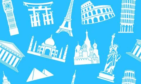 Seamless background of sights Stock Illustration