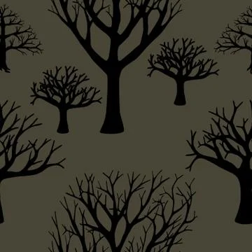 Seamless background of silhouettes of trees. Stock Illustration
