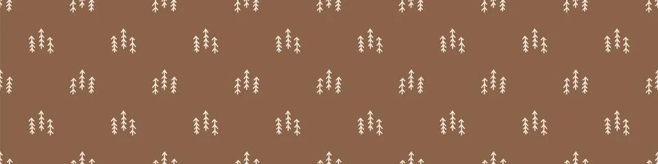 Seamless background simple forest trees gender neutral baby border pattern Stock Illustration