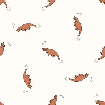 Seamless background simple Mosasaurus dinosaur gender neutral baby pattern Illustrazione stock