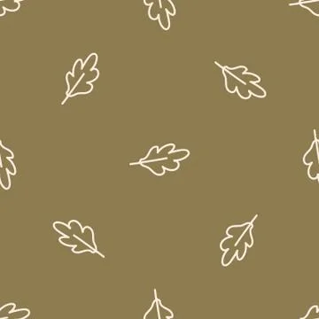Seamless background single forest oak leaf gender neutral baby pattern. Simple Illustrazione stock