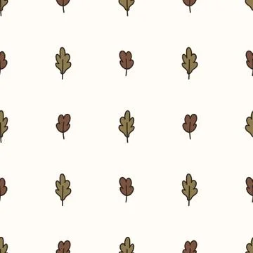 Seamless background single oak forest leaf gender neutral baby pattern. Simple Illustrazione stock