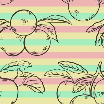 Seamless background with sketch apples, vector illustration. Stock Illustration