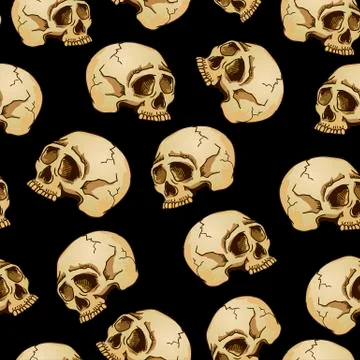 Seamless background with skulls Stock Illustration