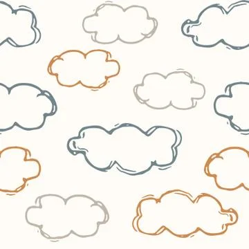 Seamless background sky cloud gender neutral baby pattern. Simple whimsical イラスト素材