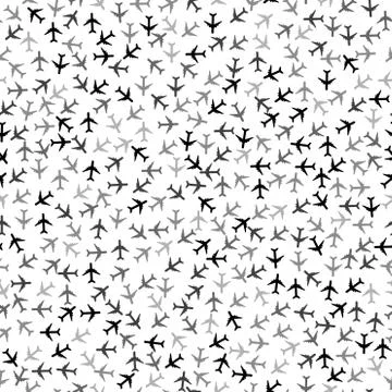 Seamless background with small planes on white background Stock Illustration