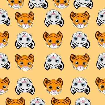 Seamless background with small tigers Stock Illustration