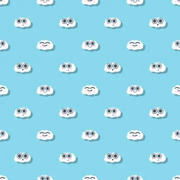 Seamless background with smiling clouds for children's parties. Cute baby vector Illustrazione stock