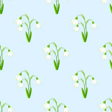 Seamless background with snowdrops flowers the vector illustration. Stock Illustration