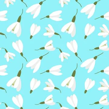Seamless background with snowdrops. Vector. A repeating pattern Stock Illustration