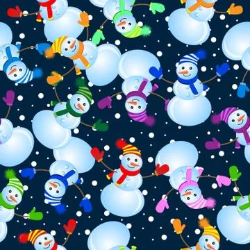 Seamless background with snowman Stock Illustration