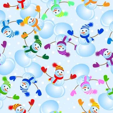 Seamless background with snowman Stock Illustration
