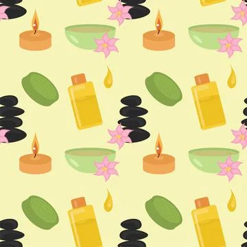 Seamless background with spa objects Stock Illustration