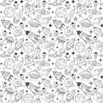 Seamless background with space elements 스톡 일러스트