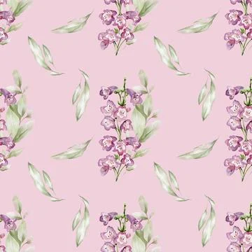 Seamless background with spring flower doodles, bright background. Luxury p.. Stock Illustration