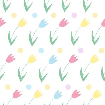 Seamless background from spring flowers. Pattern of tulips 스톡 일러스트