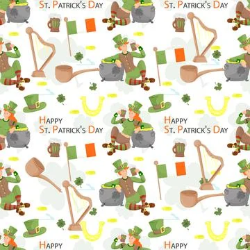 Seamless background for the St. Patricks Day theme design Girl and guy in a l Stock Illustration