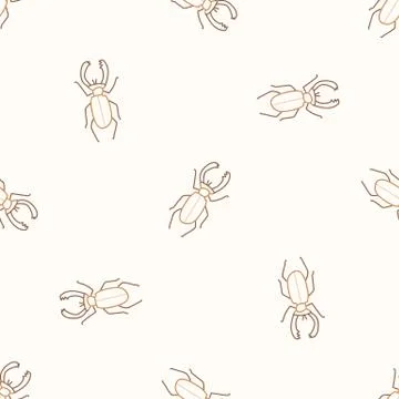 Seamless background stag bug gender neutral baby pattern. Simple whimsical Stock Illustration