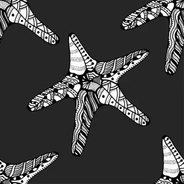 Seamless background of Starfish. Stock Illustration
