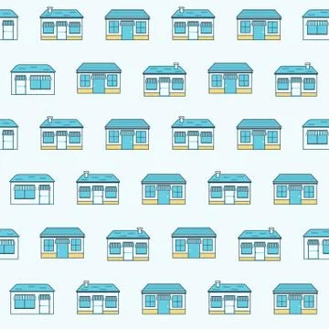 Seamless background with store buildings Stock Illustration