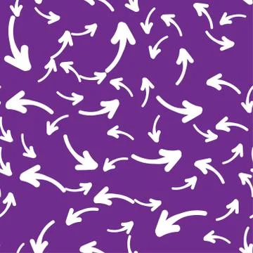 Seamless background with stylized white arrows on violet color イラスト素材