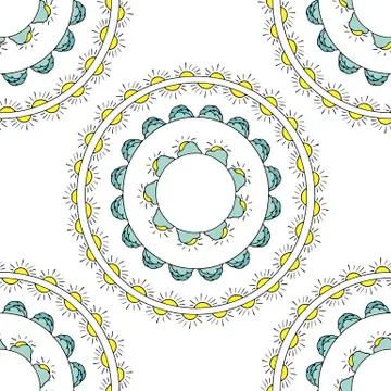 Seamless background with sun and clouds. Endless pattern for your design. 스톡 일러스트