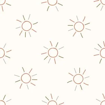 Seamless background sun in sky gender neutral baby pattern. Simple whimsical イラスト素材