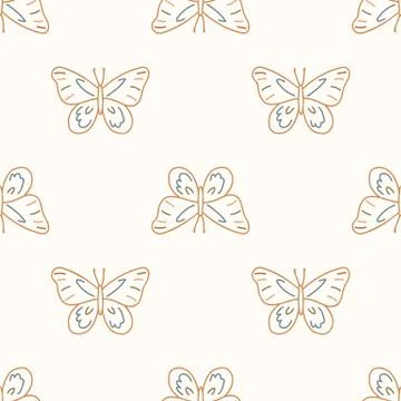 Seamless background swallow tail butterfly gender neutral pattern. Whimsical 스톡 일러스트