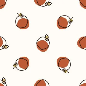Seamless background sweet apple fruit. Gender neutral kid food pattern. Simple Stock Illustration