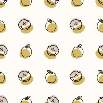 Seamless background sweet apple fruit. Gender neutral kid food pattern. Simple Stock Illustration