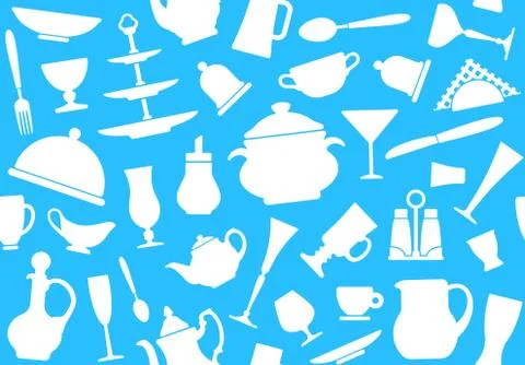 Seamless background of tableware Stock Illustration