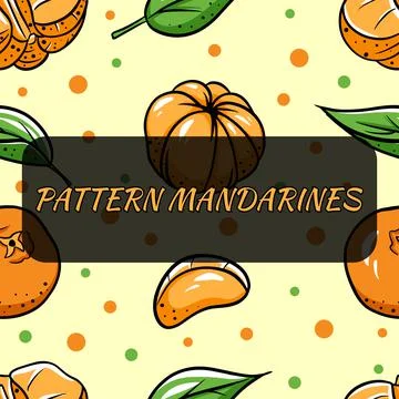 Seamless background with tangerines. Vector illustration for your design. Stock Illustration