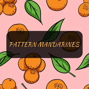 Seamless background with tangerines. Vector illustration for your design. Stock Illustration