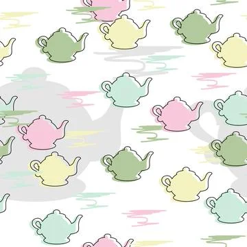 Seamless background with teapots Stock Illustration
