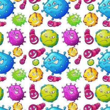 Seamless background template with germs Illustrazione stock