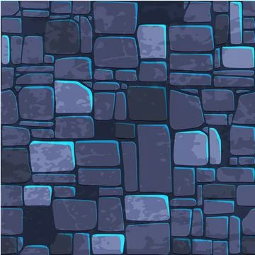 Seamless background texture blue stone wall. Vector illustration For Ui Gam.. Stock Illustration