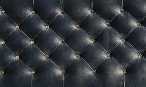 Seamless background texture close-up blue fabric with crystal detail on furni Stock Photos