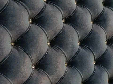 Seamless background texture close-up blue fabric with crystal detail on furni Stock Photos