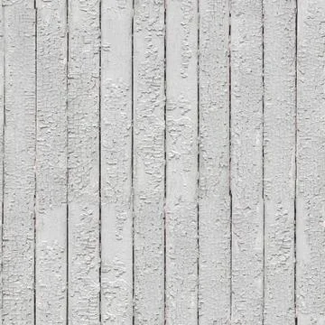 Seamless background texture of old white painted wooden lining boards wall Stock Photos
