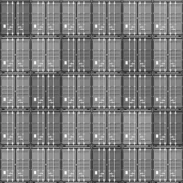 Seamless background texture of stacked gray cargo containers, 3d illustration 스톡 일러스트