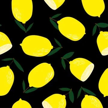Seamless background texture of yellow lemons. Pattern fresh lemons Stock Illustration