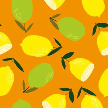 Seamless background texture of yellow lemons. Pattern fresh lemons Stock Illustration