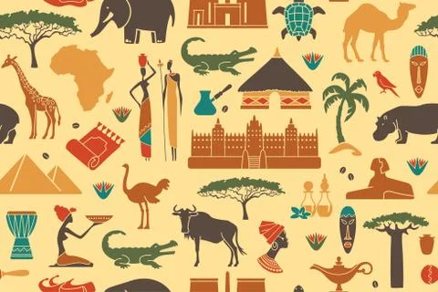 Seamless background on a theme of Africa Stock Illustration