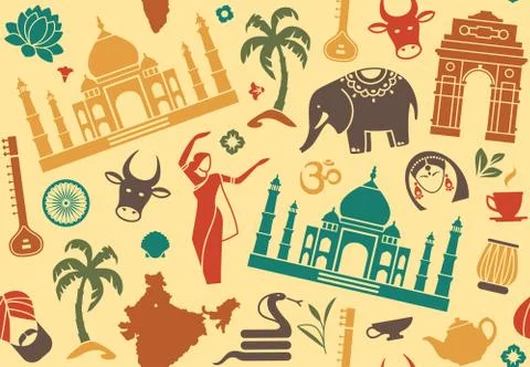 Seamless background on a theme of India Stock Illustration