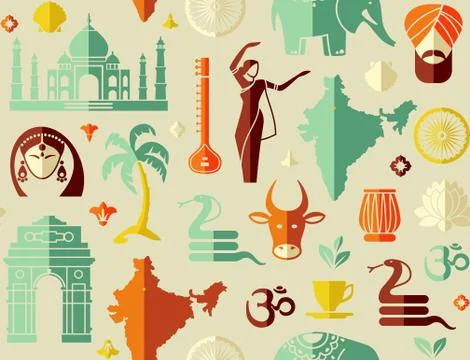 Seamless background on a theme of India Stock Illustration