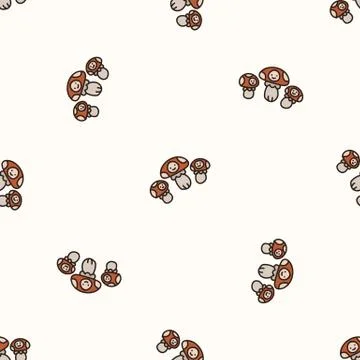 Seamless background toadstool with kawaii face gender neutral baby pattern Stock Illustration